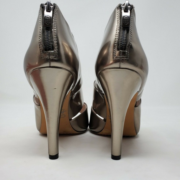 Vince Camuto Karmi Peep Toe Silver Leather Booties - Picture 6 of 11